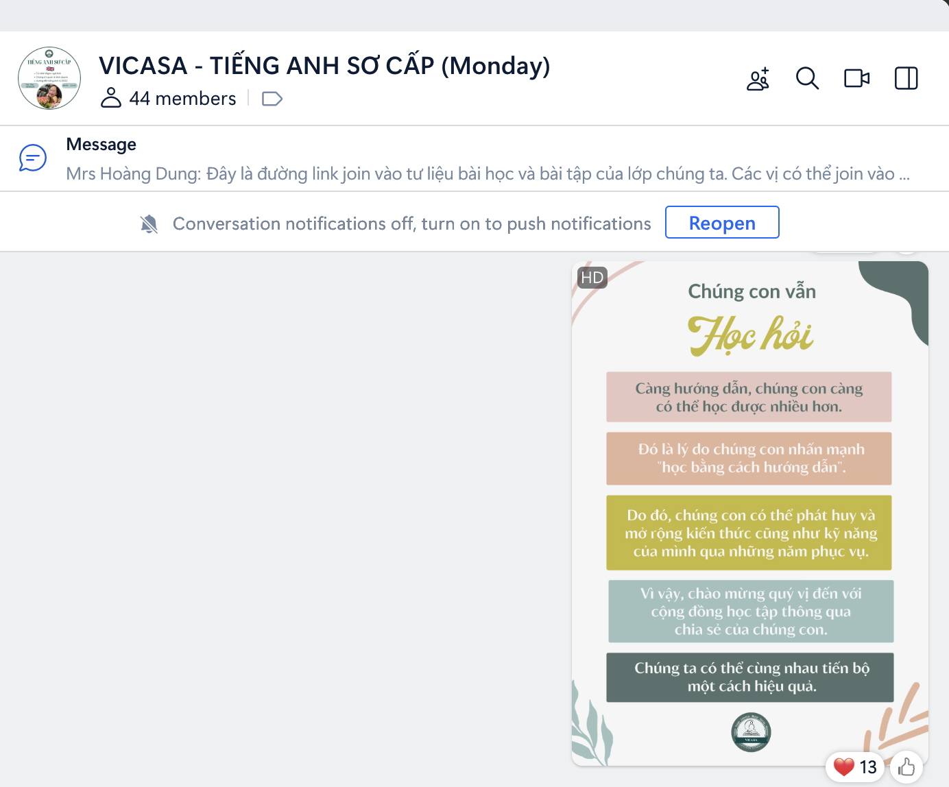 VICASA - TIẾNG ANH SƠ CẤP (Monday)-hoang dung 2024-2