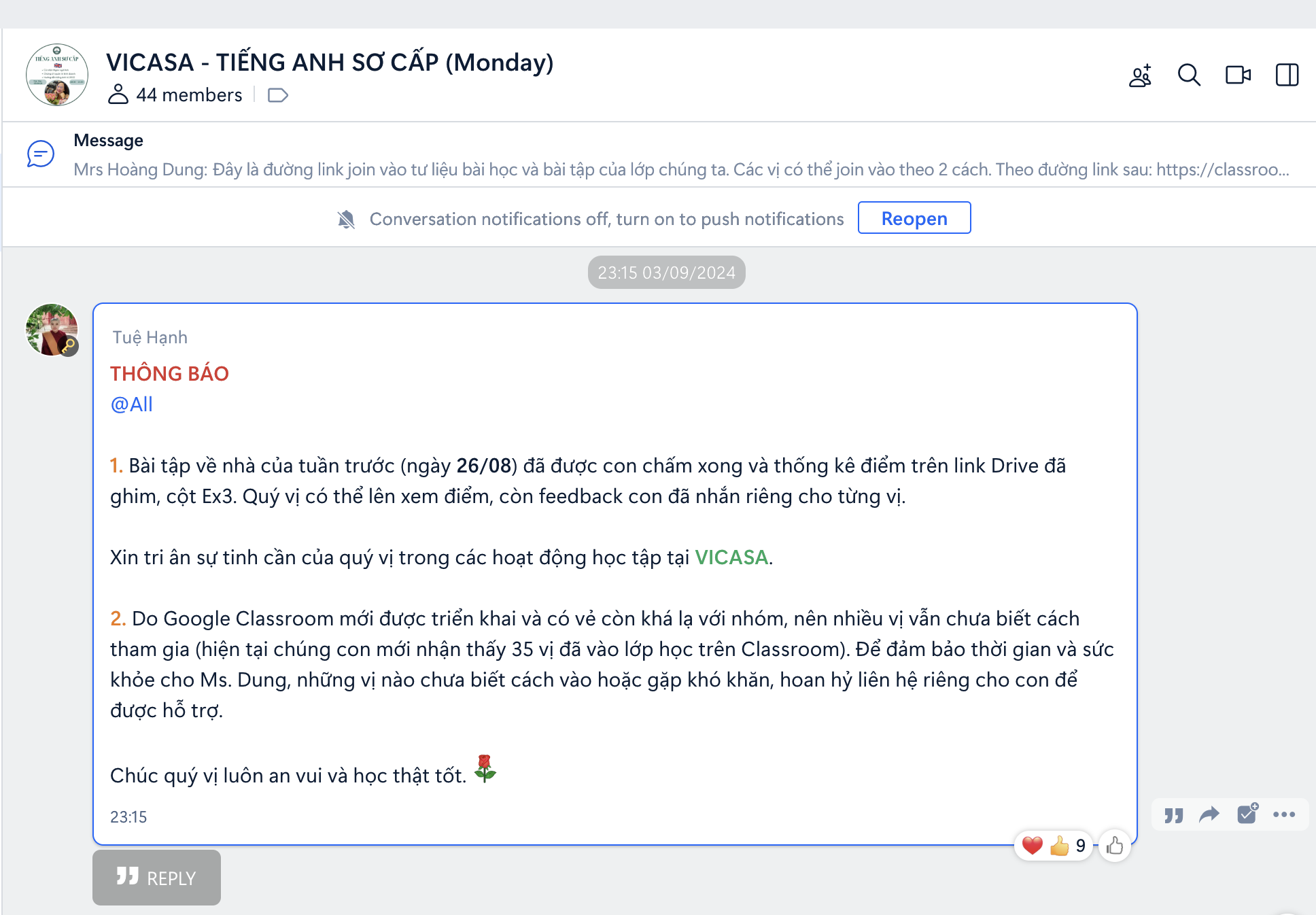 VICASA - TIẾNG ANH SƠ CẤP (Monday)-hoang dung 2024-10